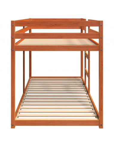 Letto a Castello Marrone Cera 75x190 cm in Legno di Pino