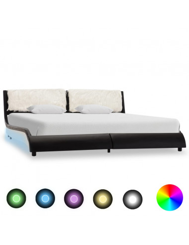 Giroletto con LED Nero e Bianco in Similpelle 180x200 cm