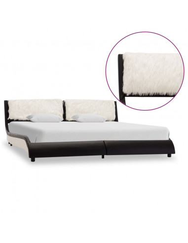 Giroletto con LED Nero e Bianco in Similpelle 180x200 cm