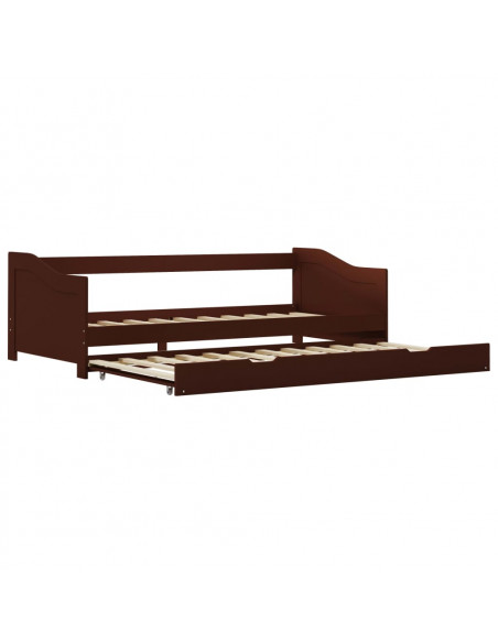 Divano Letto a Scomparsa Marrone Scuro Legno di Pino 90x200 cm