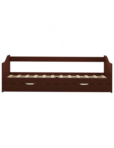 Divano Letto a Scomparsa Marrone Scuro Legno di Pino 90x200 cm