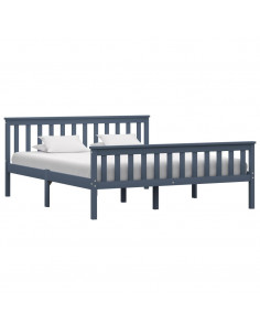 Giroletto Grigio in Legno Massello di Pino 160x200 cm 2