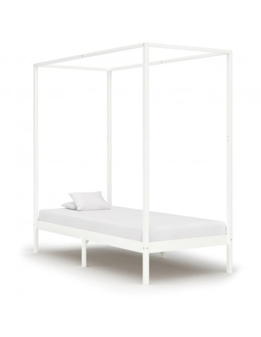 Giroletto a Baldacchino Bianco Legno Massello di Pino 90x200 cm