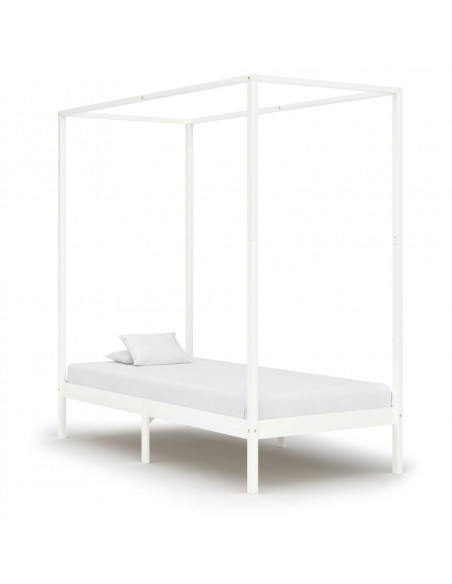 Giroletto a Baldacchino Bianco Legno Massello di Pino 90x200 cm