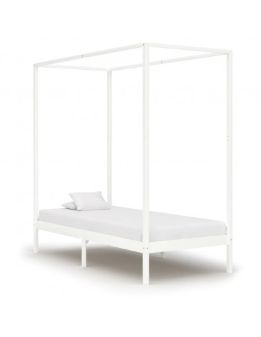 Giroletto a Baldacchino Bianco Legno Massello di Pino 100x200cm