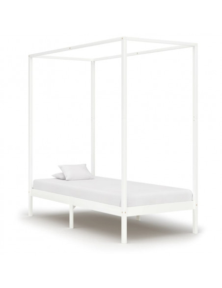 Giroletto a Baldacchino Bianco Legno Massello di Pino 100x200cm