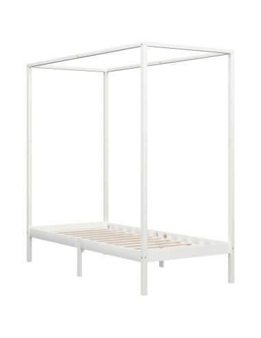 Giroletto a Baldacchino Bianco Legno Massello di Pino 100x200cm