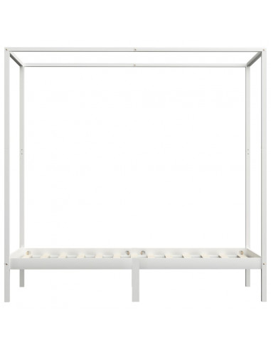 Giroletto a Baldacchino Bianco Legno Massello di Pino 100x200cm