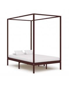 Giroletto a Baldacchino Marrone Scuro Massello Pino 120x200 cm 2