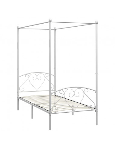 Letto a Baldacchino Bianco in Metallo 90x200 cm