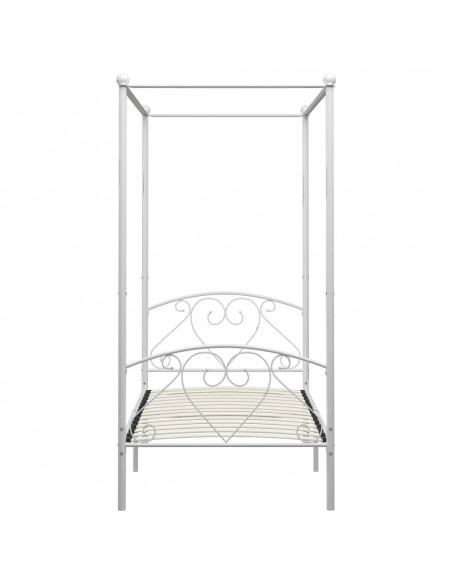 Letto a Baldacchino Bianco in Metallo 90x200 cm
