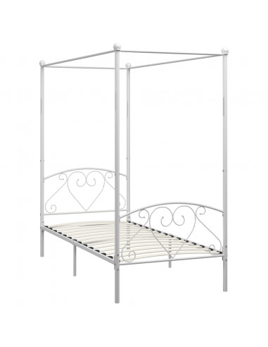 Letto a Baldacchino Bianco in Metallo 100x200 cm