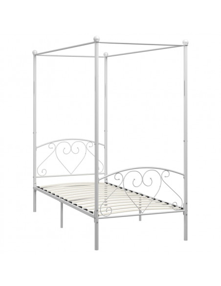 Letto a Baldacchino Bianco in Metallo 100x200 cm