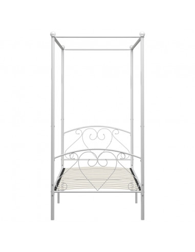 Letto a Baldacchino Bianco in Metallo 100x200 cm