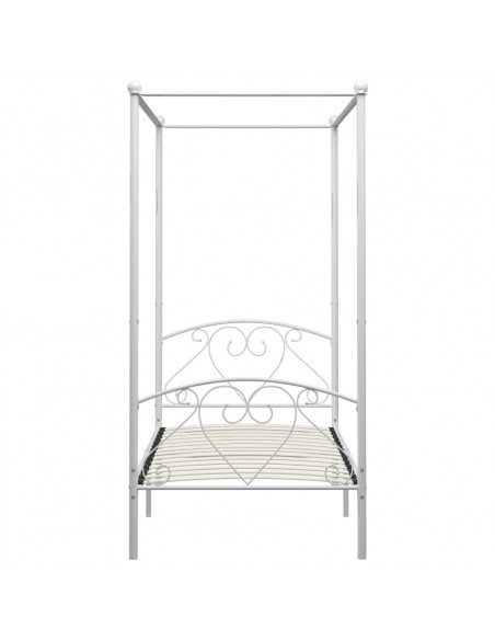 Letto a Baldacchino Bianco in Metallo 100x200 cm