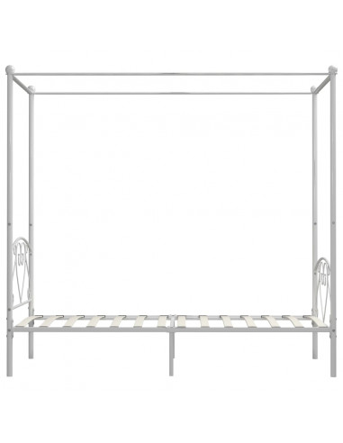 Letto a Baldacchino Bianco in Metallo 100x200 cm