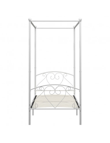 Letto a Baldacchino Bianco in Metallo 120x200 cm