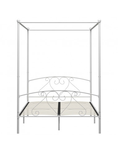 Letto a Baldacchino Bianco in Metallo 140x200 cm