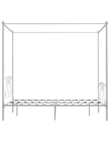 Letto a Baldacchino Bianco in Metallo 140x200 cm