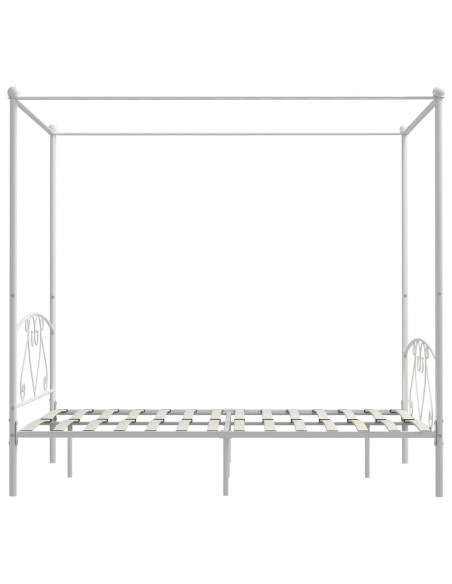 Letto a Baldacchino Bianco in Metallo 140x200 cm