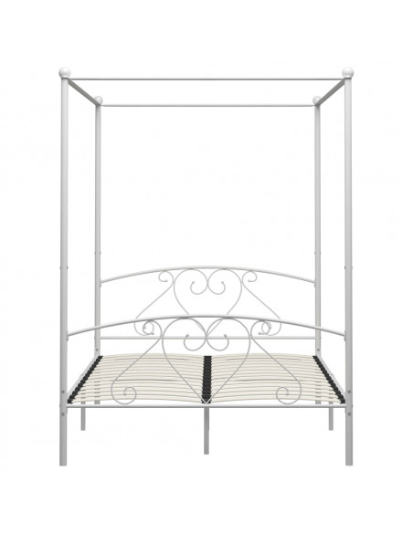 Letto a Baldacchino Bianco in Metallo 160x200 cm
