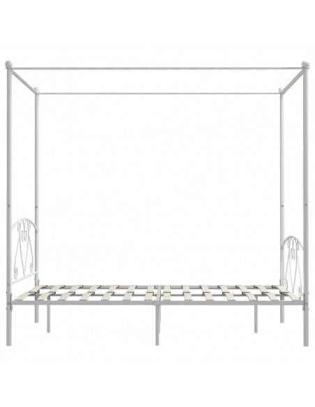 Letto a Baldacchino Bianco in Metallo 160x200 cm
