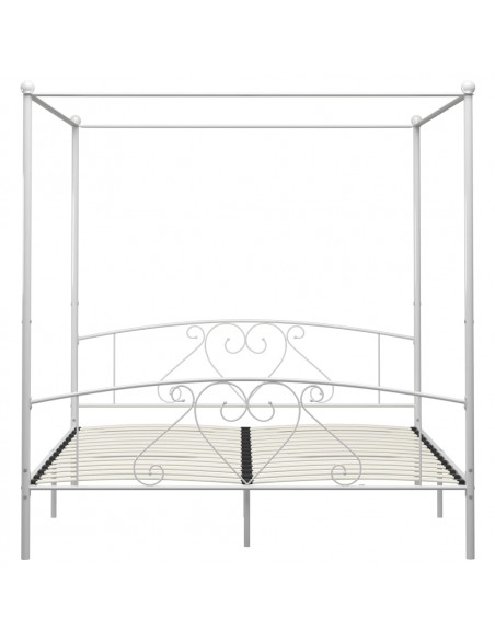 Letto a Baldacchino Bianco in Metallo 180x200 cm