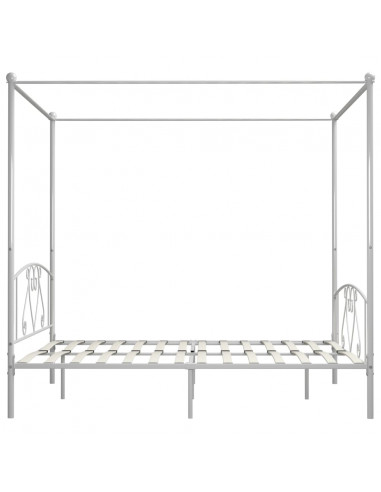 Letto a Baldacchino Bianco in Metallo 180x200 cm