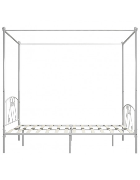 Letto a Baldacchino Bianco in Metallo 200x200 cm