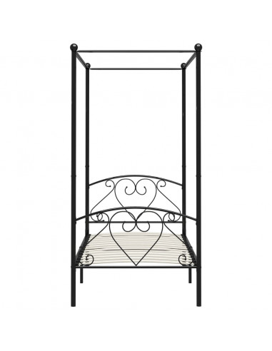 Giroletto Baldacchino senza Materasso Nero 100x200 cm Metallo