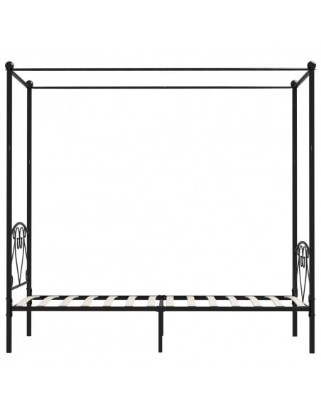 Letto a Baldacchino Nero in Metallo 120x200 cm