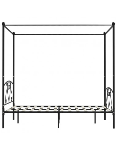 Letto a Baldacchino Nero in Metallo 140x200 cm
