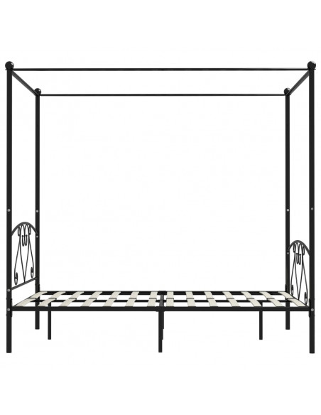 Letto a Baldacchino Nero in Metallo 140x200 cm