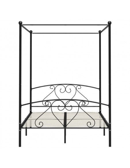 Letto a Baldacchino Nero in Metallo 140x200 cm