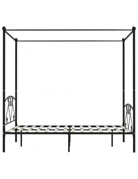 Letto a Baldacchino Nero in Metallo 160x200 cm
