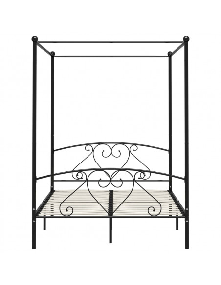 Letto a Baldacchino Nero in Metallo 160x200 cm