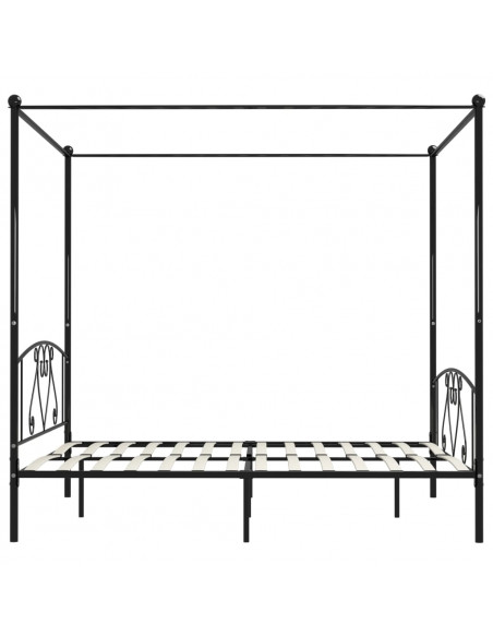 Letto a Baldacchino Nero in Metallo 180x200 cm