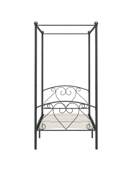 Letto a Baldacchino Grigio in Metallo 100x200 cm