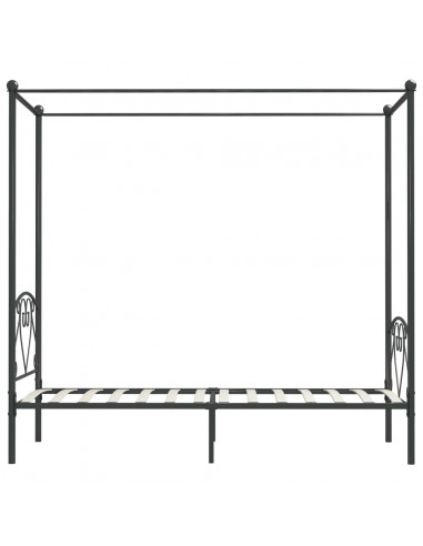 Letto a Baldacchino Grigio in Metallo 100x200 cm
