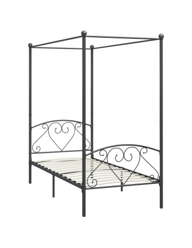 Letto a Baldacchino Grigio in Metallo 120x200 cm