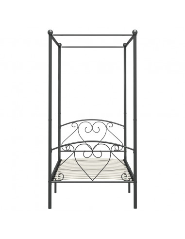 Letto a Baldacchino Grigio in Metallo 120x200 cm