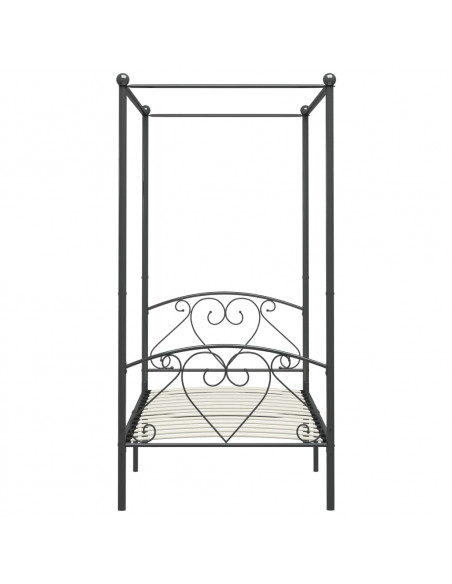 Letto a Baldacchino Grigio in Metallo 120x200 cm