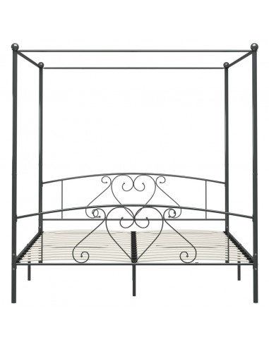 Letto a Baldacchino Grigio in Metallo 180x200 cm