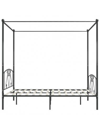 Letto a Baldacchino Grigio in Metallo 180x200 cm