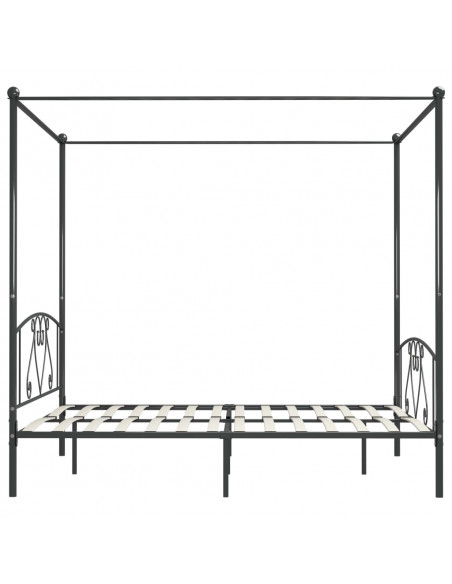 Letto a Baldacchino Grigio in Metallo 180x200 cm