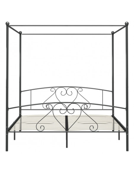 Letto a Baldacchino Grigio in Metallo 200x200 cm