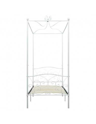 Letto a Baldacchino Bianco in Metallo 90x200 cm