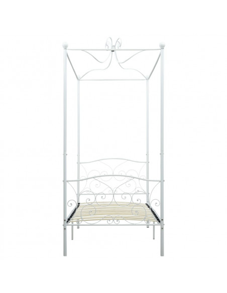 Letto a Baldacchino Bianco in Metallo 90x200 cm