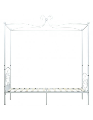 Letto a Baldacchino Bianco in Metallo 90x200 cm