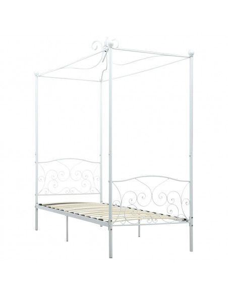 Letto a Baldacchino Bianco in Metallo 100x200 cm